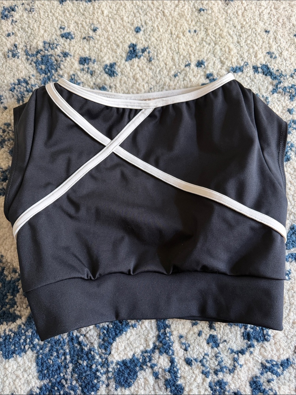 Opra Black Dance Crop Top with White Trim